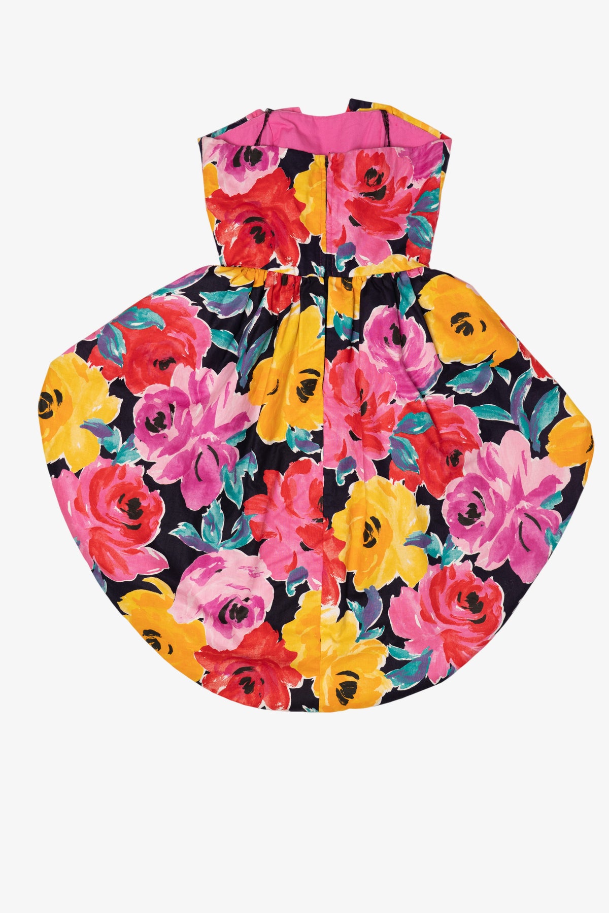 Vintage Hot Pink Floral Darcy ILGWU Union Made Cocktail Party Dress (1980s)