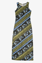 Vintage Green And Blue Filati Floral Maxi Dress (1990s)