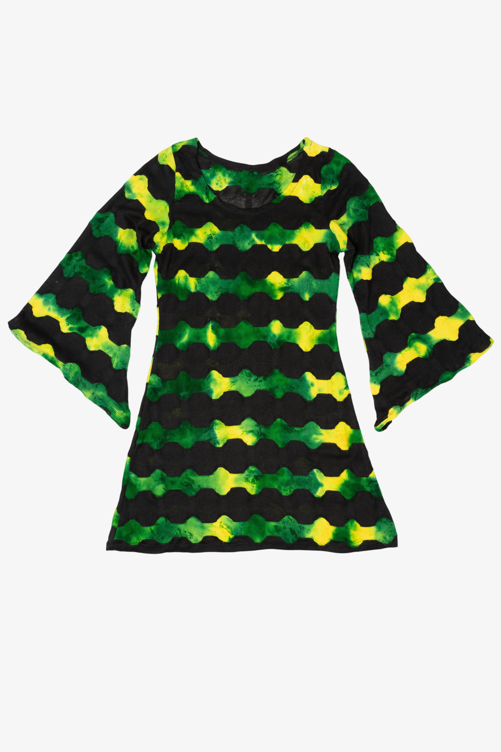 Vintage Green And Black Bell Sleeve Dress (1990s) Vintage Green And Black Bell Sleeve Dress (1990s)