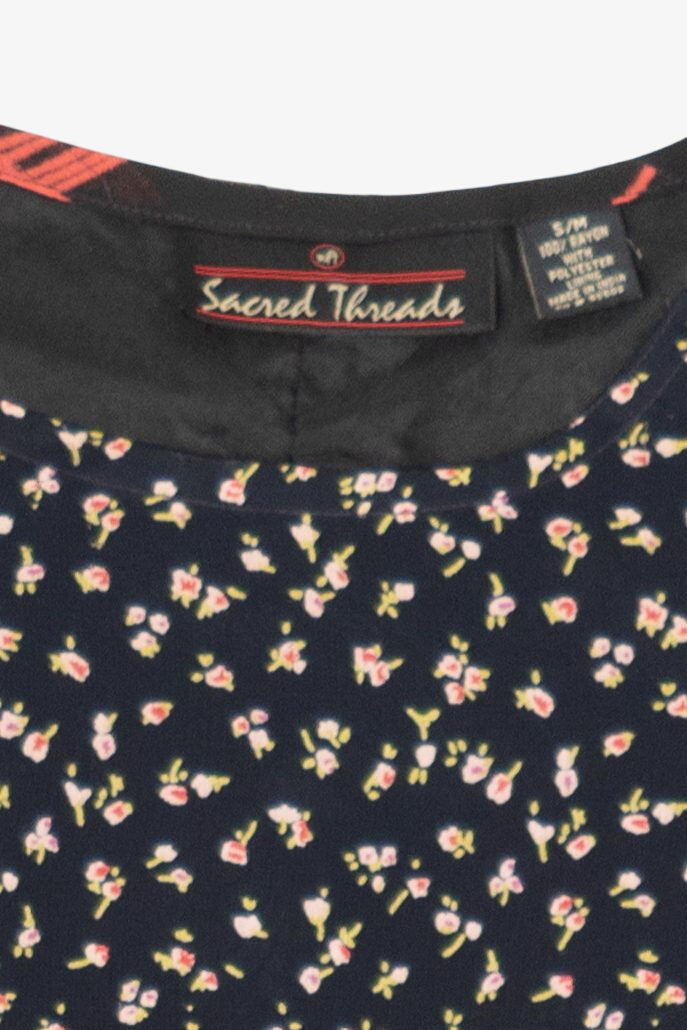 Vintage Black Sacred Threads Square Patches Maxi Dress (1990s)