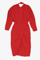 Vintage Red Miss Ashlee Collar Open Back Midi Dress (1980s)