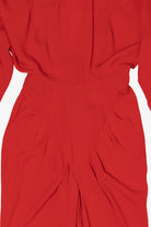 Vintage Red Miss Ashlee Collar Open Back Midi Dress (1980s)