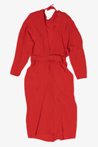 Vintage Red Miss Ashlee Collar Open Back Midi Dress (1980s)