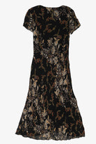 Vintage Black Floral Eva Blue Maxi Dress (1990s)