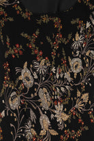 Vintage Black Floral Eva Blue Maxi Dress (1990s)