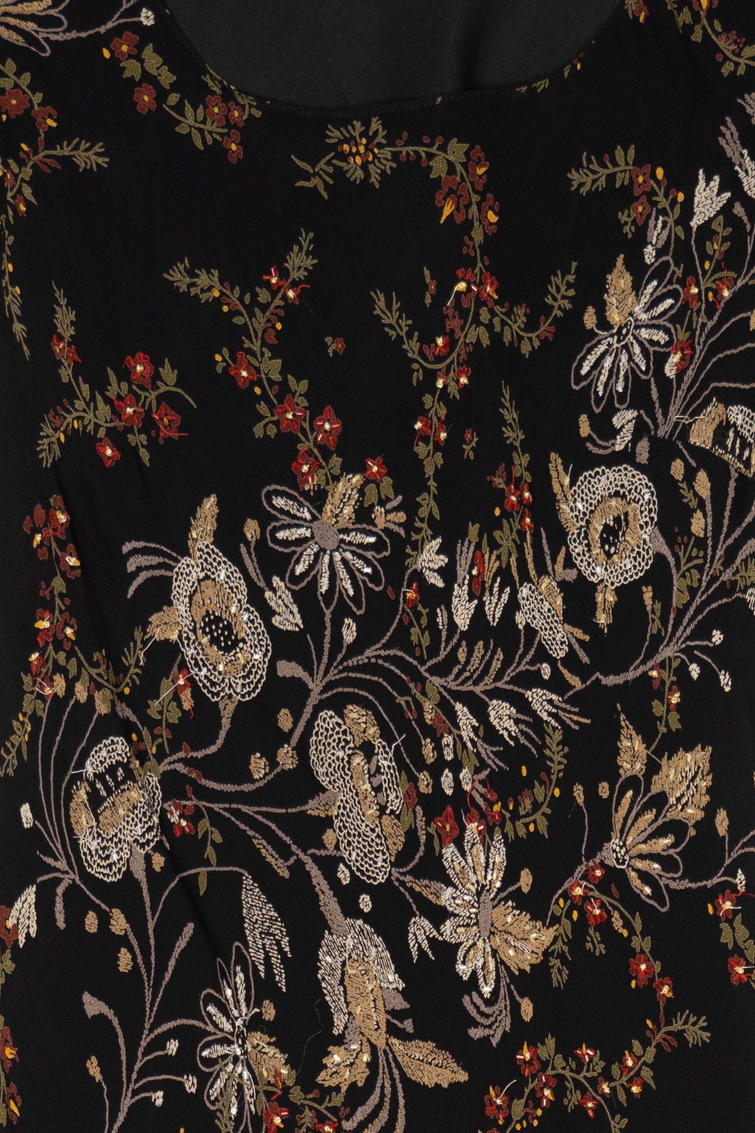 Vintage Black Floral Eva Blue Maxi Dress (1990s)