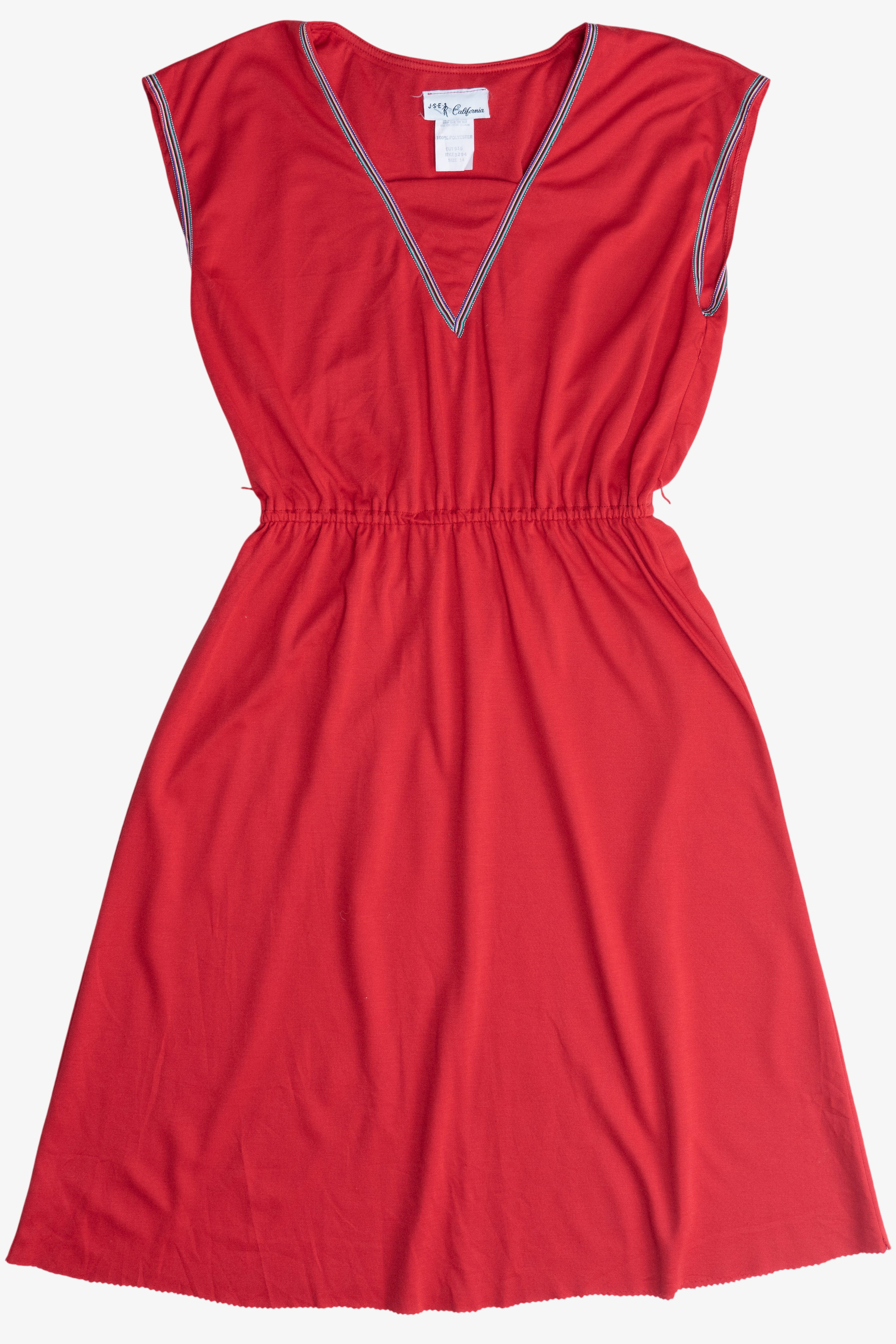 Vintage JSE Inc. California Cherry Red Midi Dress (1980s)