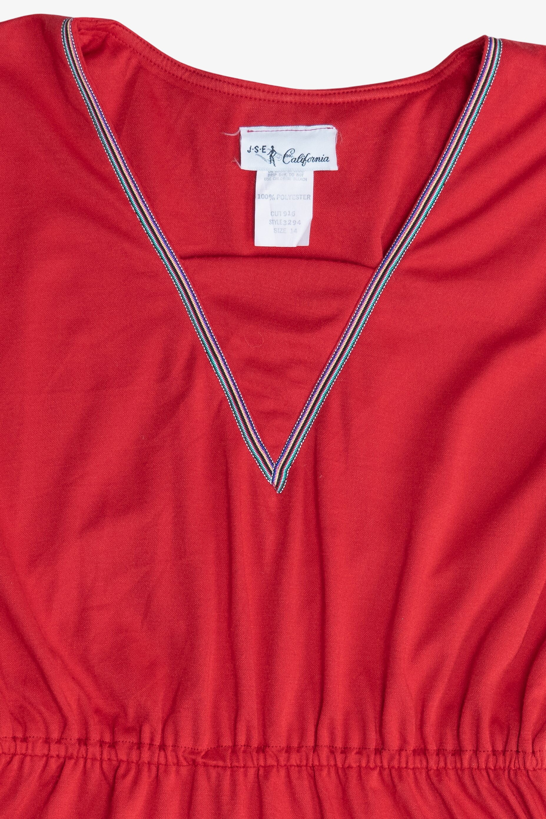 Vintage JSE Inc. California Cherry Red Midi Dress (1980s)