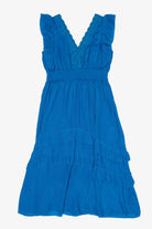 Vintage Blue Kings Road Ruffle Lace Maxi Dress (1990s)