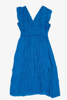 Vintage Blue Kings Road Ruffle Lace Maxi Dress (1990s)