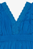 Vintage Blue Kings Road Ruffle Lace Maxi Dress (1990s)