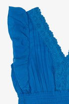 Vintage Blue Kings Road Ruffle Lace Maxi Dress (1990s)