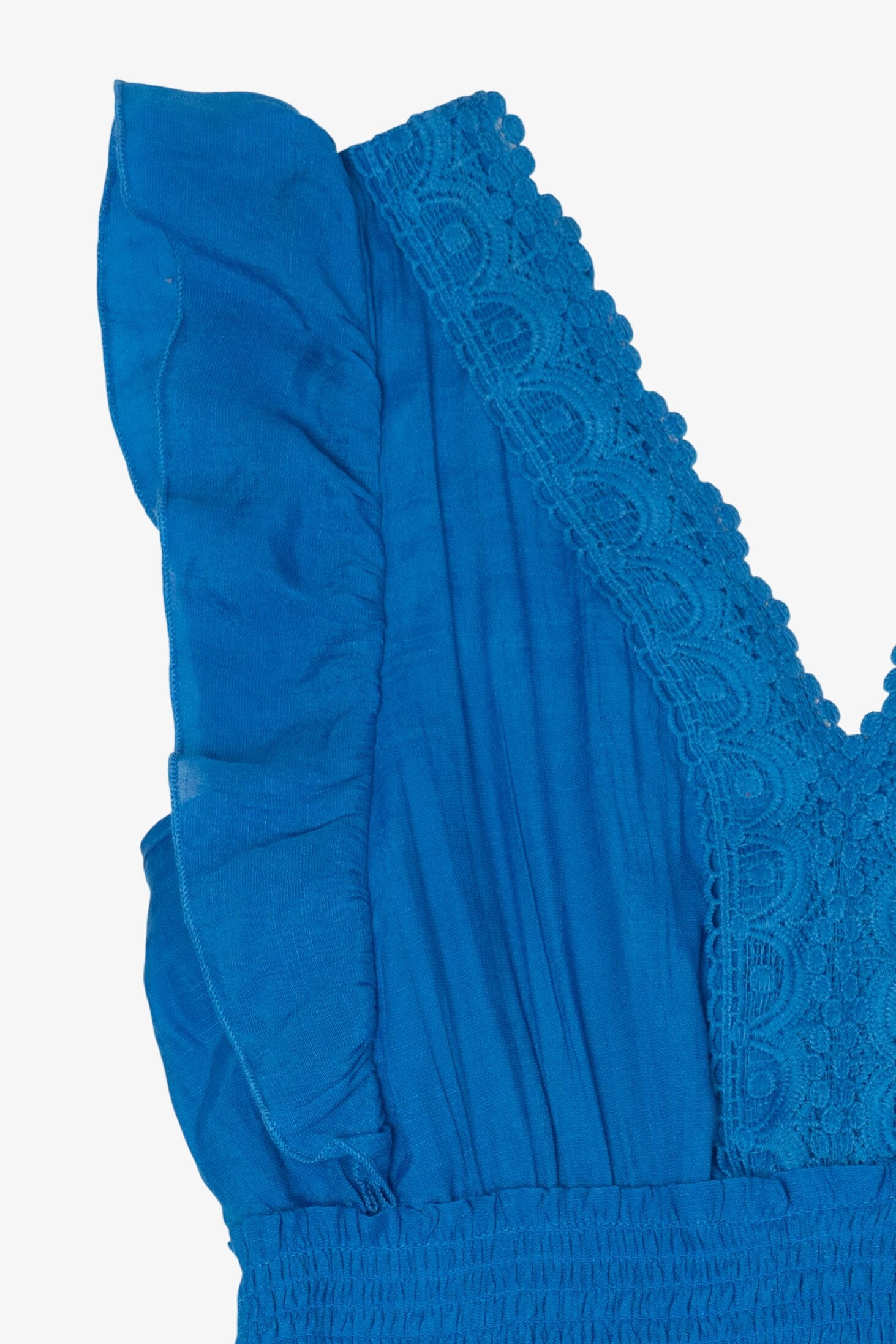 Vintage Blue Kings Road Ruffle Lace Maxi Dress (1990s)