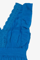 Vintage Blue Kings Road Ruffle Lace Maxi Dress (1990s)