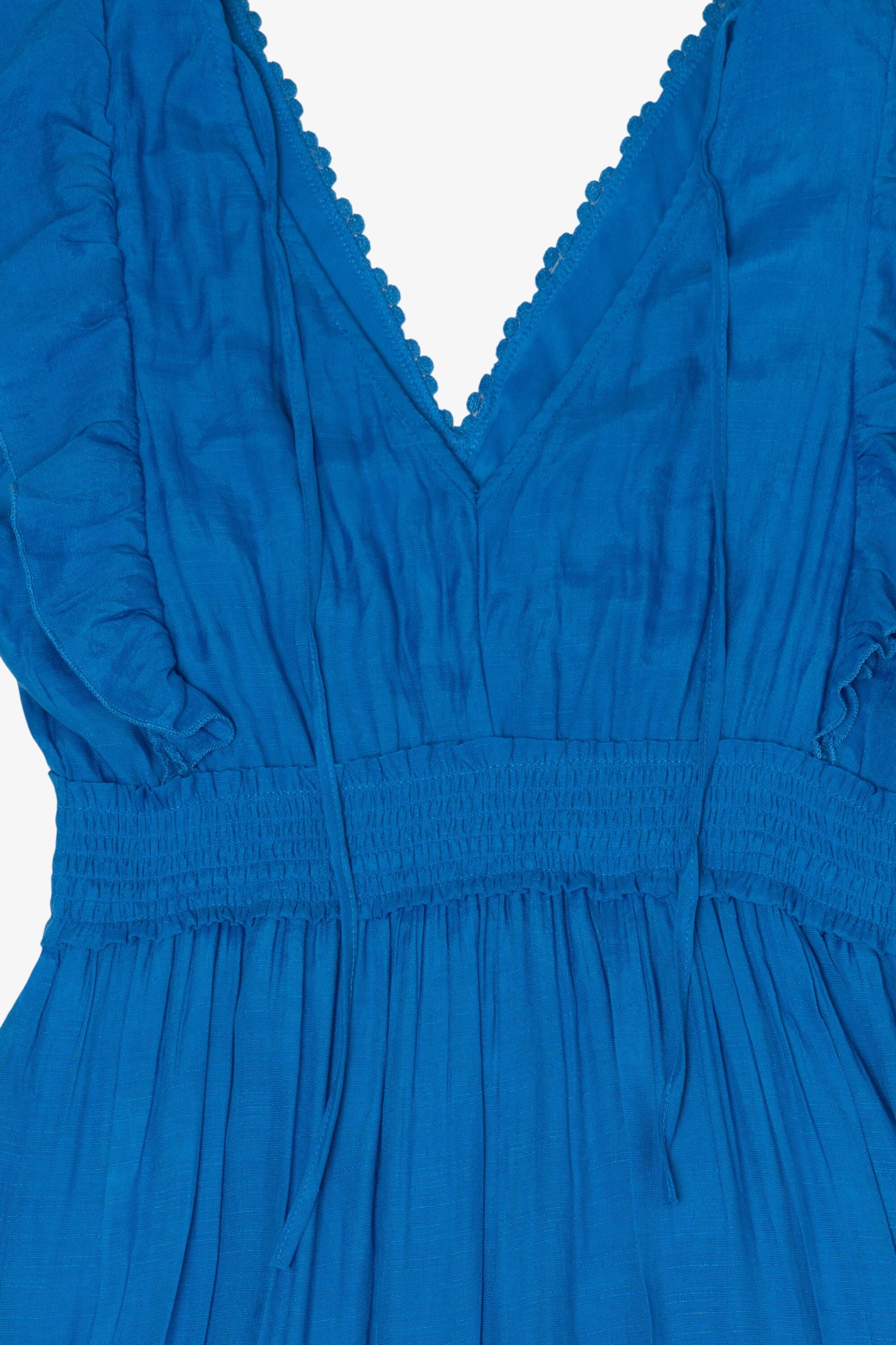 Vintage Blue Kings Road Ruffle Lace Maxi Dress (1990s)