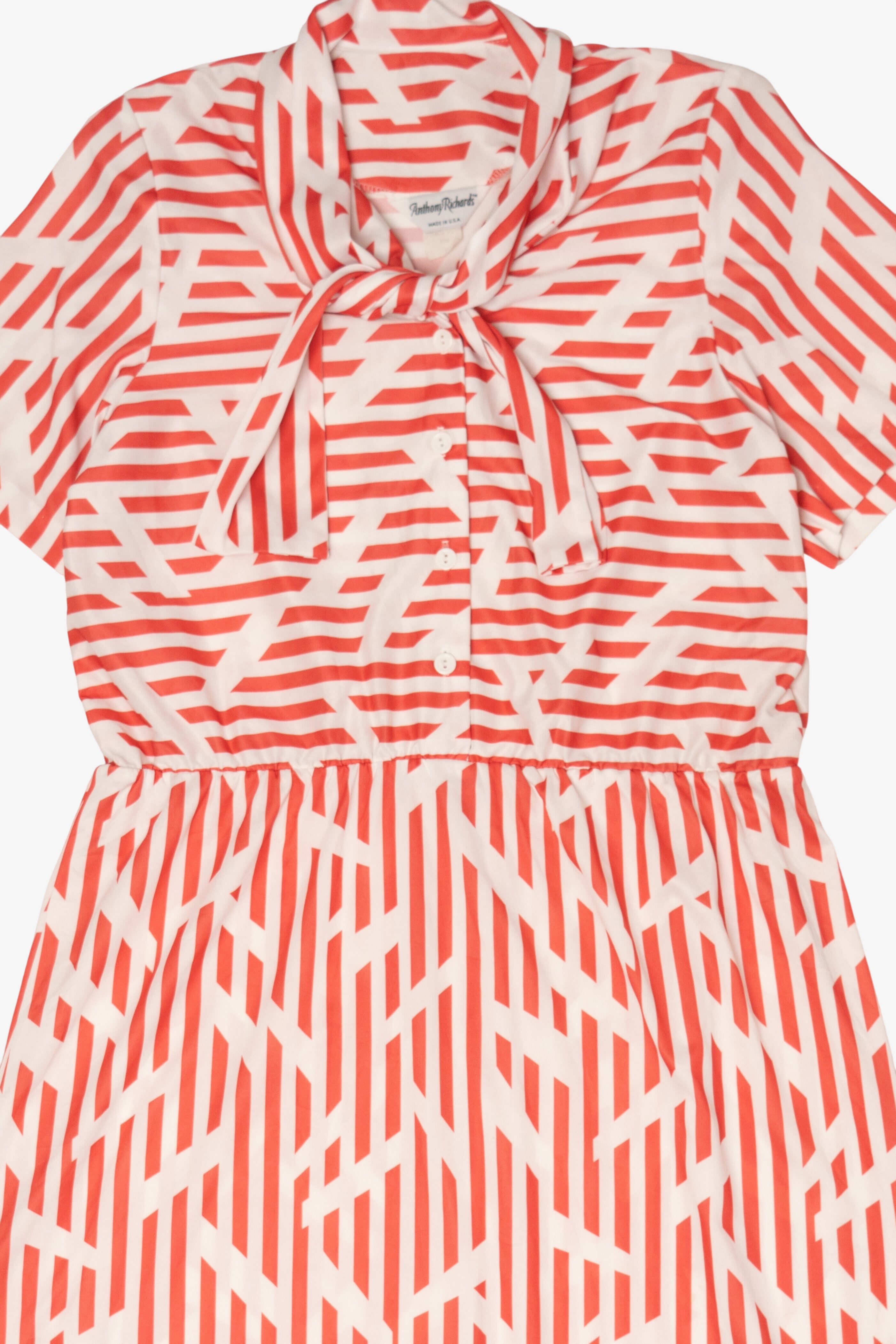 Vintage Red And White Striped Anthony Richards Pussy Bow Dress (1980s)