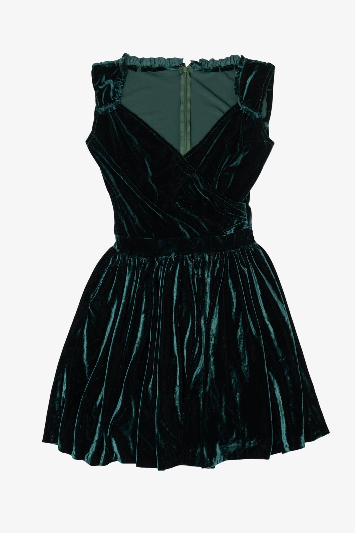 Vintage Dark Green Velvet Mini Dress (1990s)