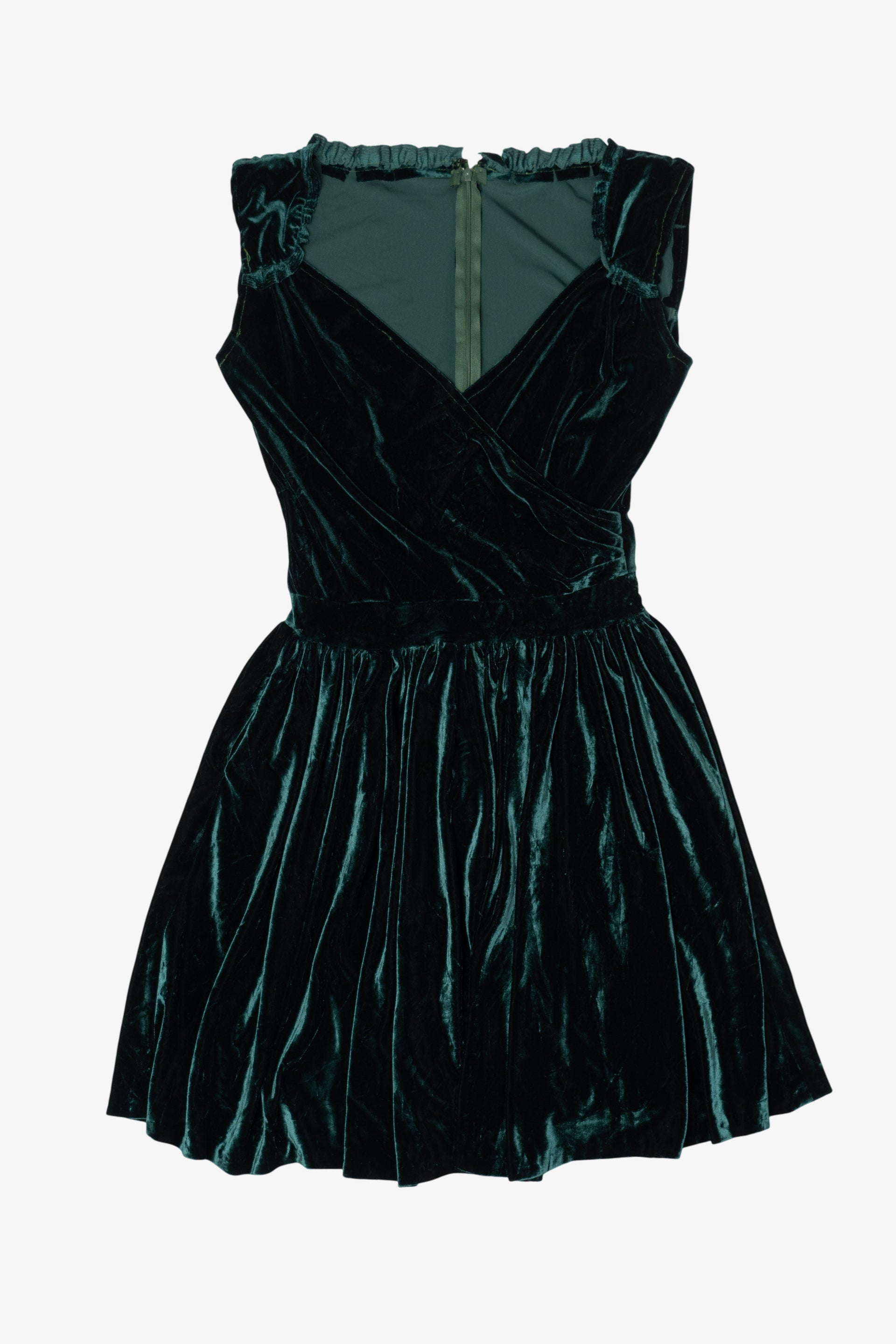 Vintage Dark Green Velvet Mini Dress (1990s)