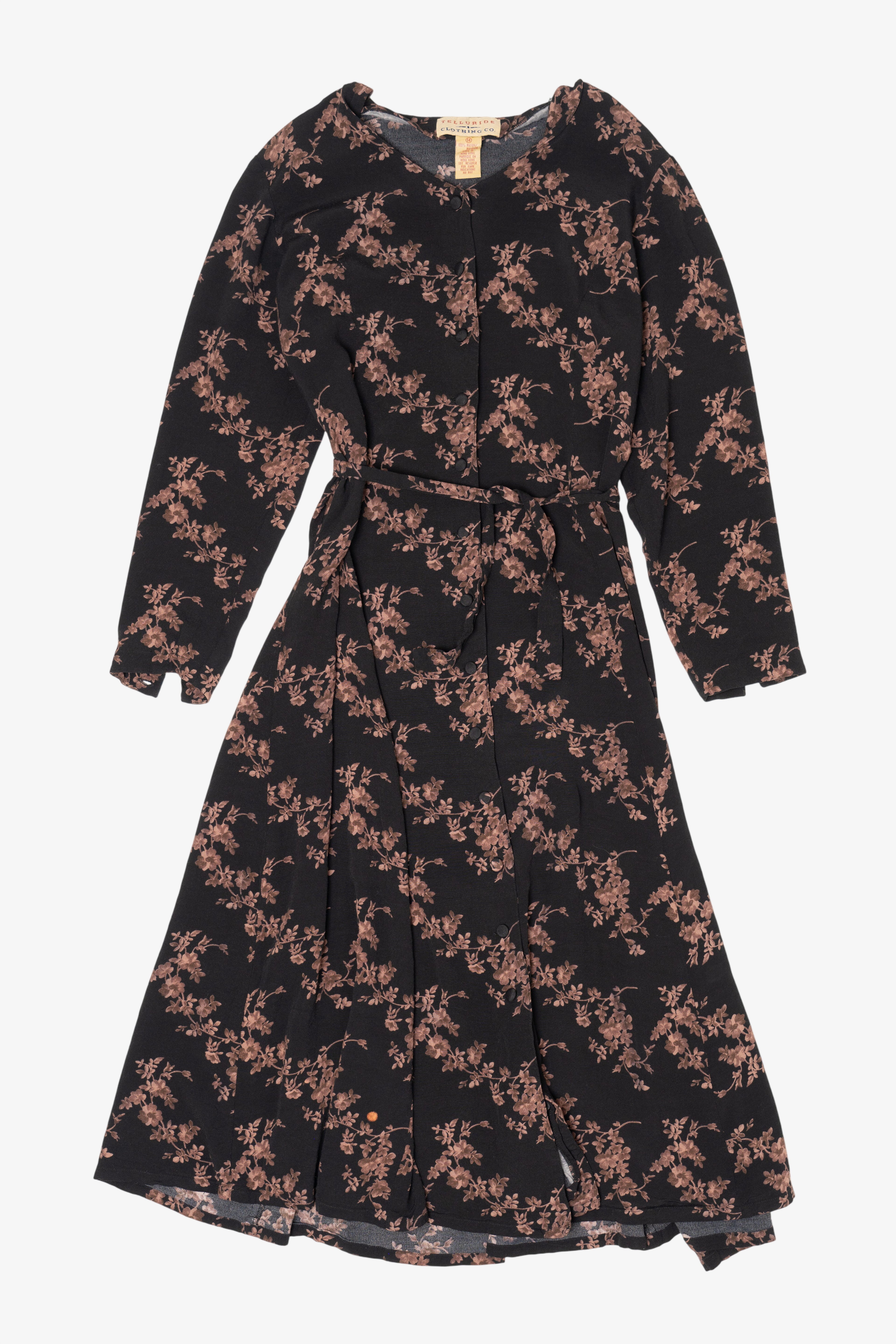 Vintage Black Telluride Clothing Co. Floral Maxi Dress (1990s)