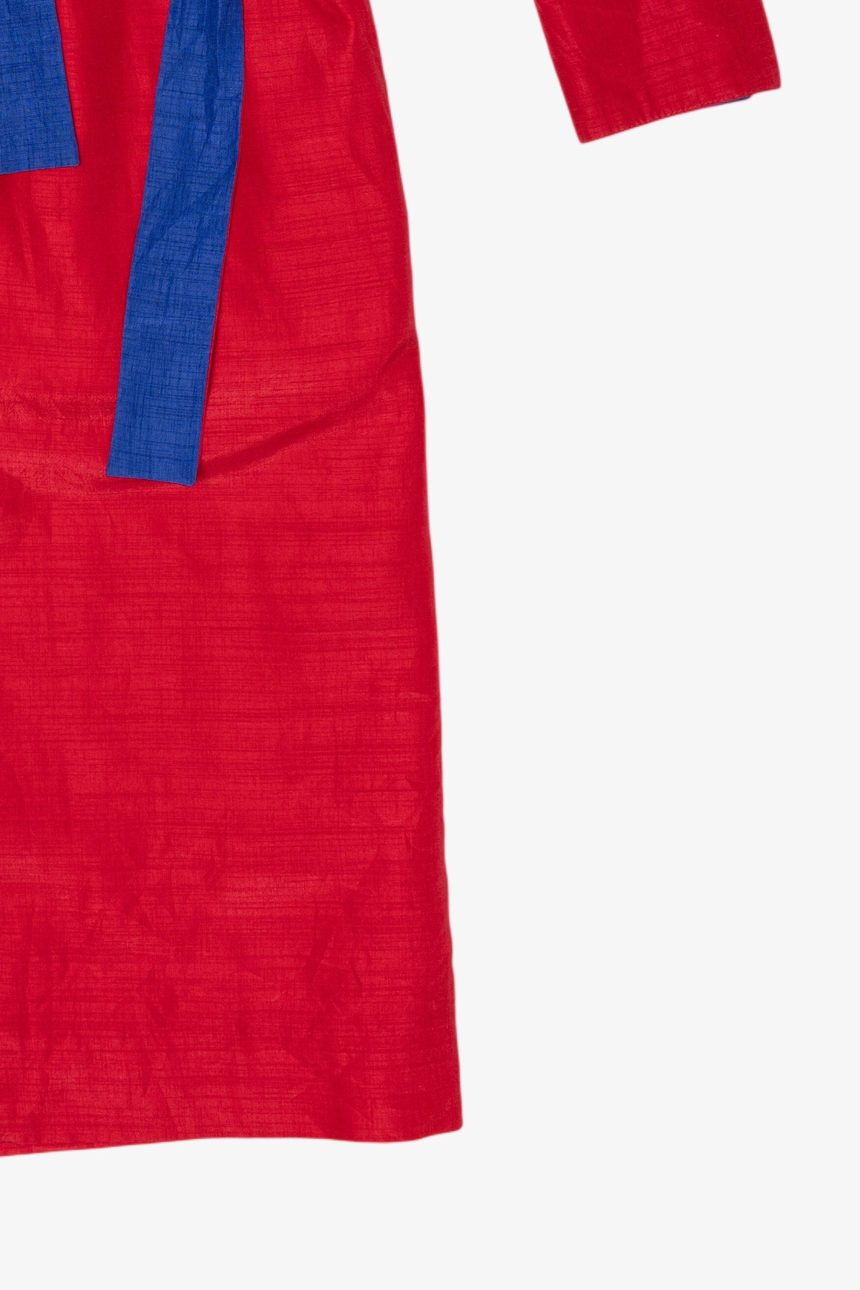 Vintage Red Schrader Contrast Blue Belt Shirt Dress (1980s)