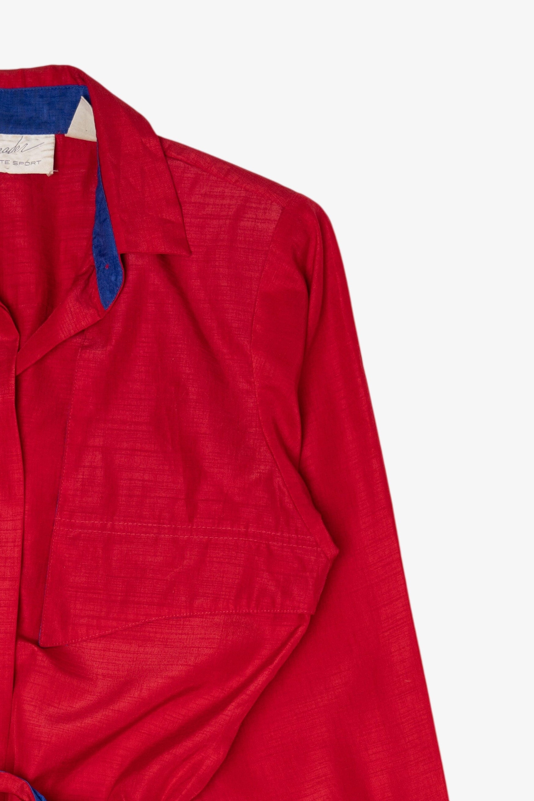 Vintage Red Schrader Contrast Blue Belt Shirt Dress (1980s)