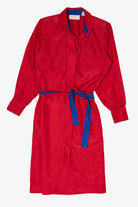 Vintage Red Schrader Contrast Blue Belt Shirt Dress (1980s)