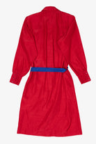 Vintage Red Schrader Contrast Blue Belt Shirt Dress (1980s)