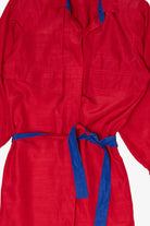 Vintage Red Schrader Contrast Blue Belt Shirt Dress (1980s)