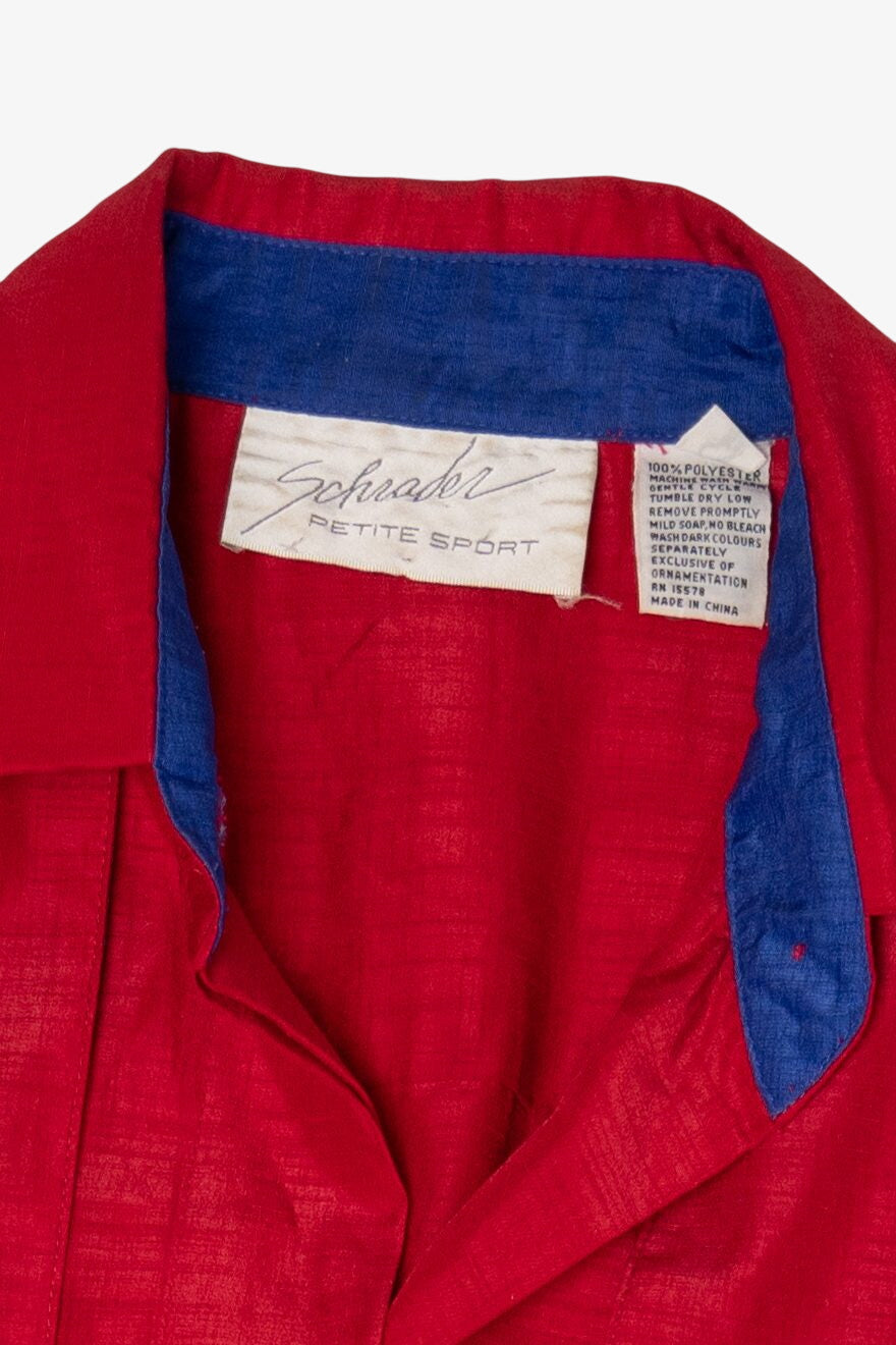 Vintage Red Schrader Contrast Blue Belt Shirt Dress (1980s)