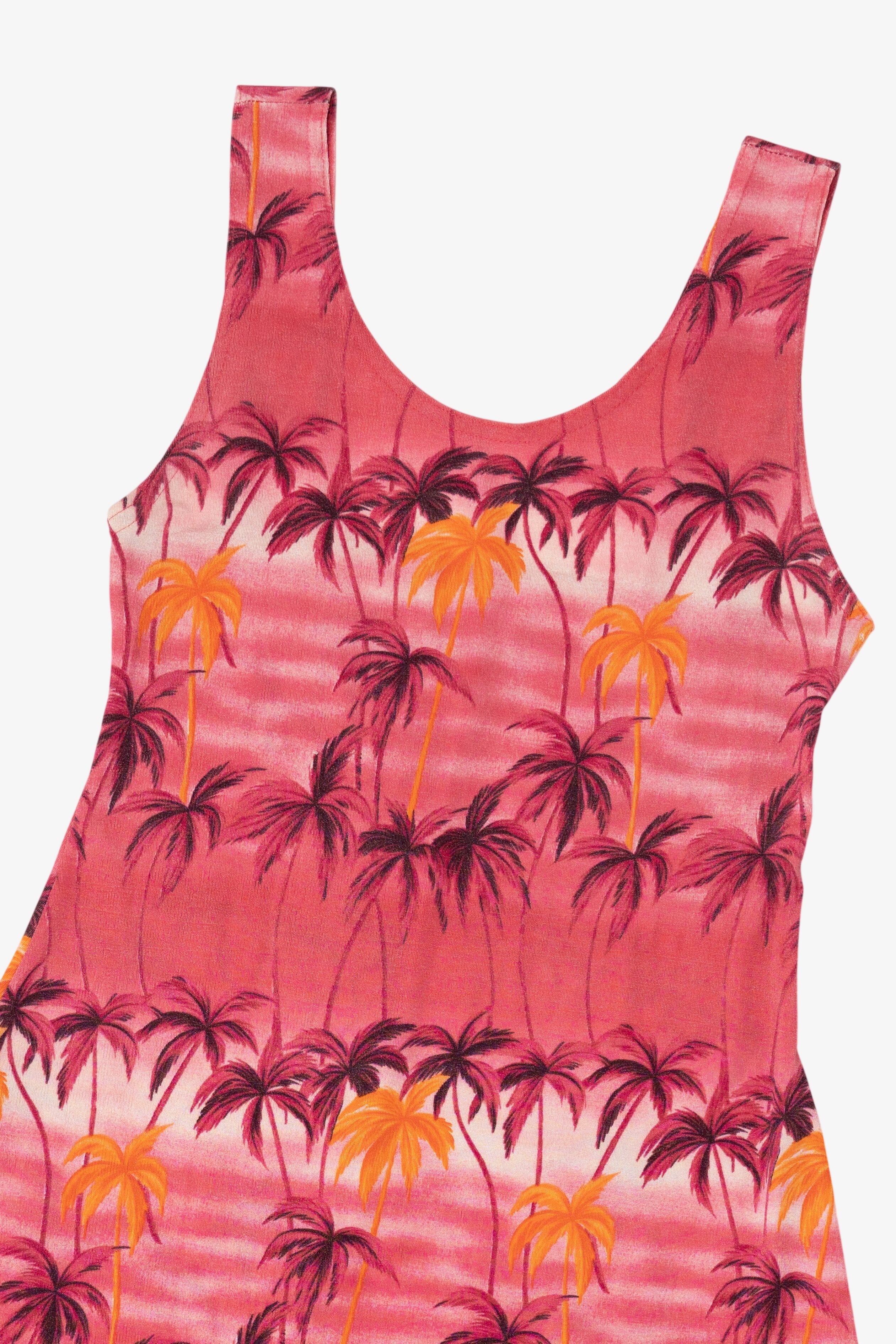 Vintage Pink Tropical Palm Tree Mini Dress (1990s)