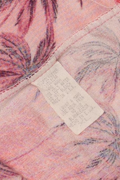 Vintage Pink Tropical Palm Tree Mini Dress (1990s)