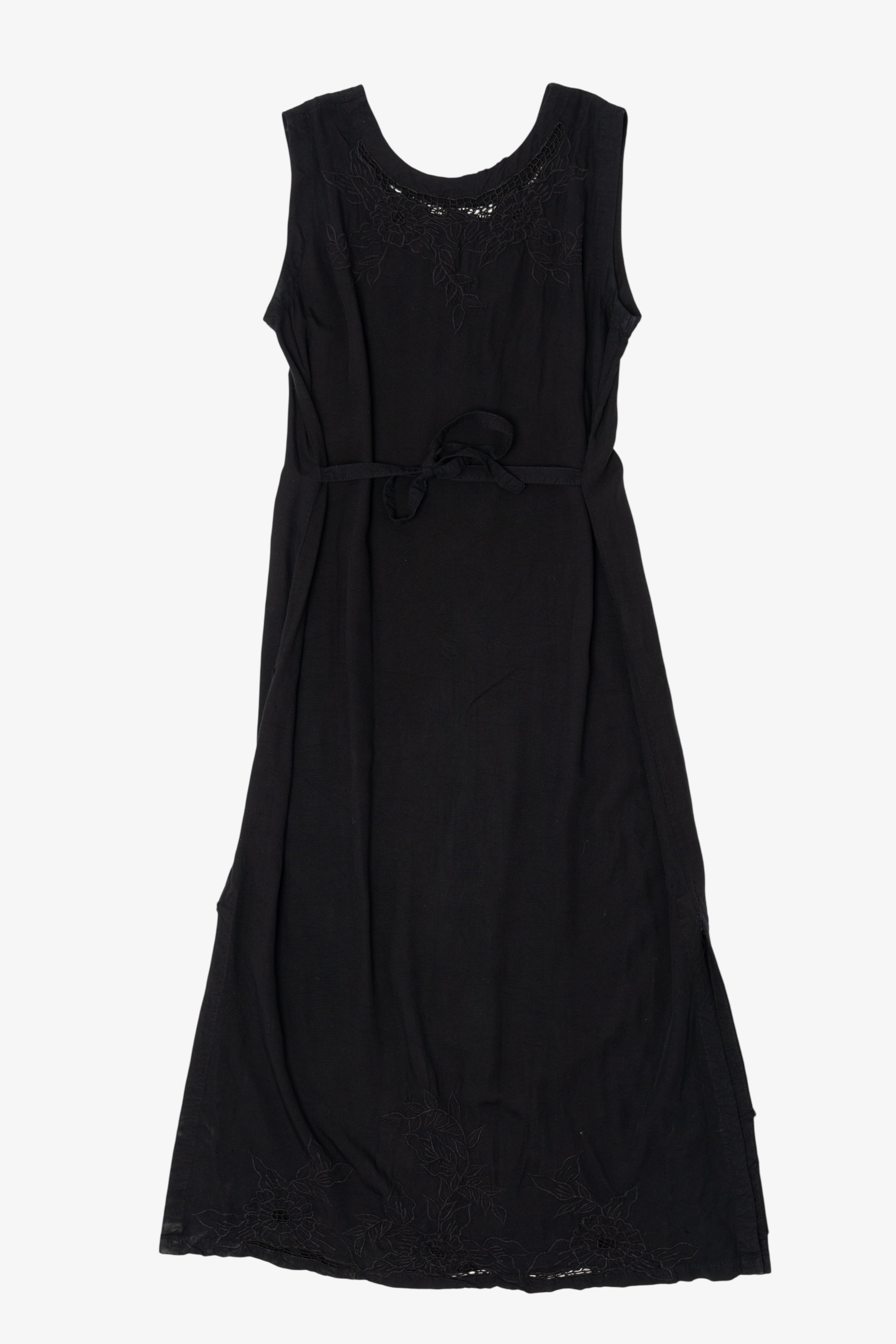 Vintage Black Embroidered Lace Sleeveless Dress (1990s)