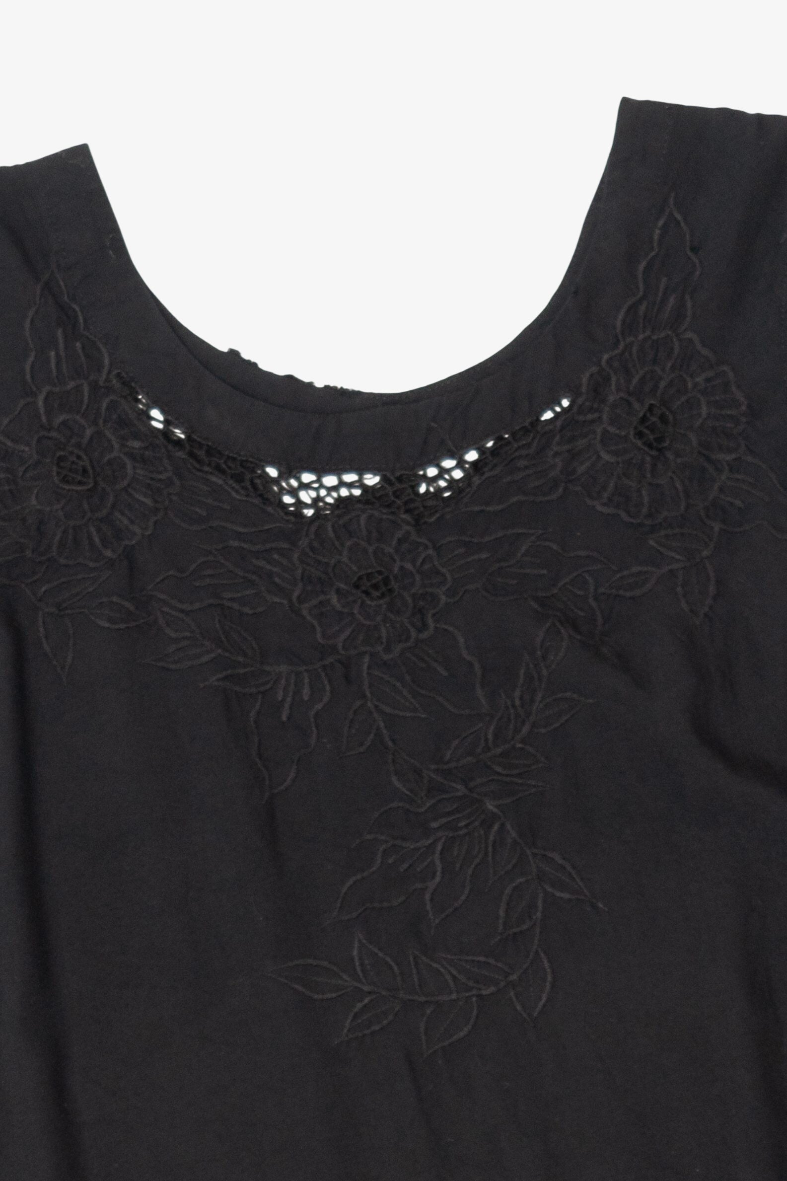Vintage Black Embroidered Lace Sleeveless Dress (1990s)