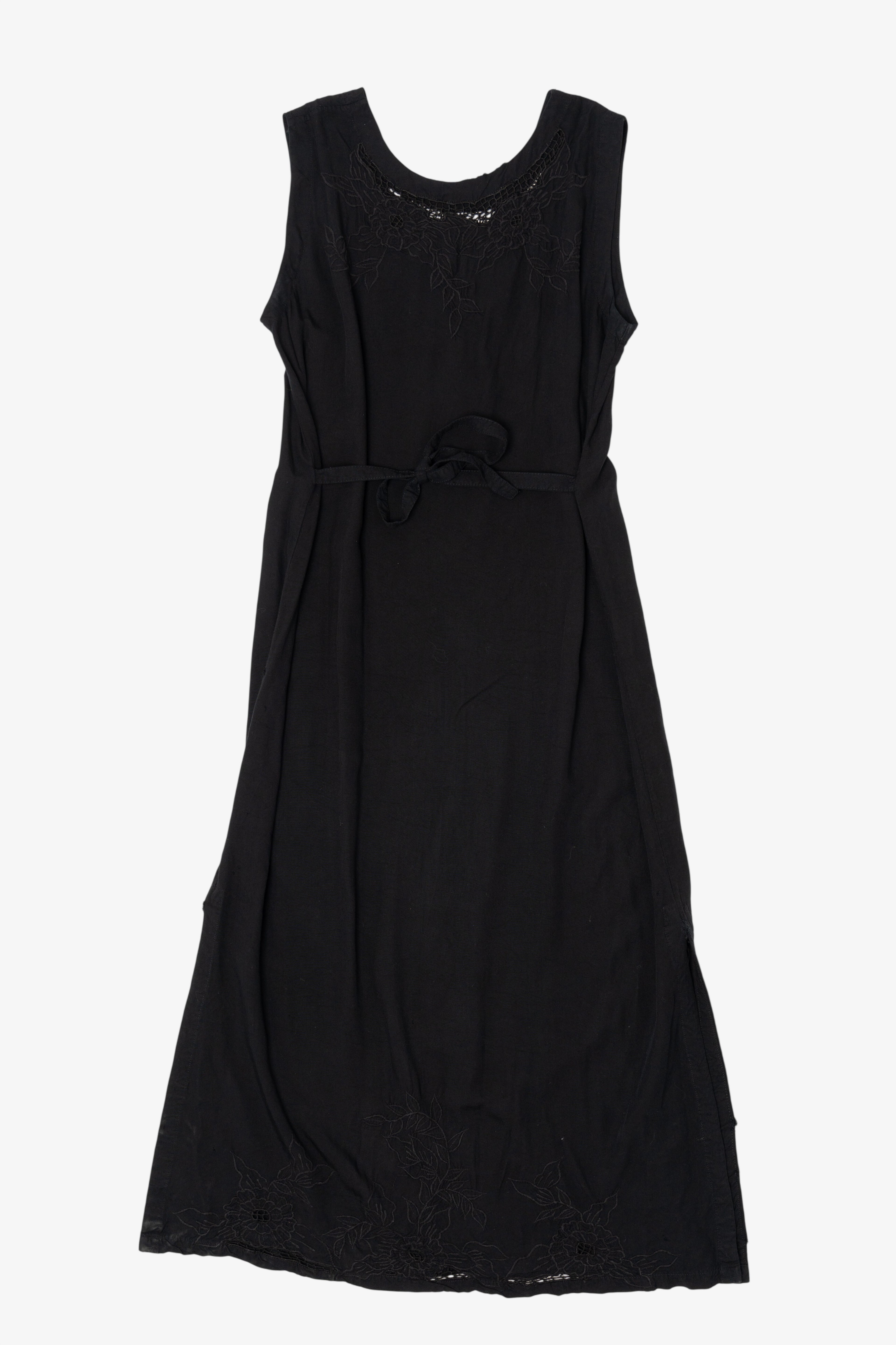 Vintage Black Embroidered Lace Sleeveless Dress (1990s)