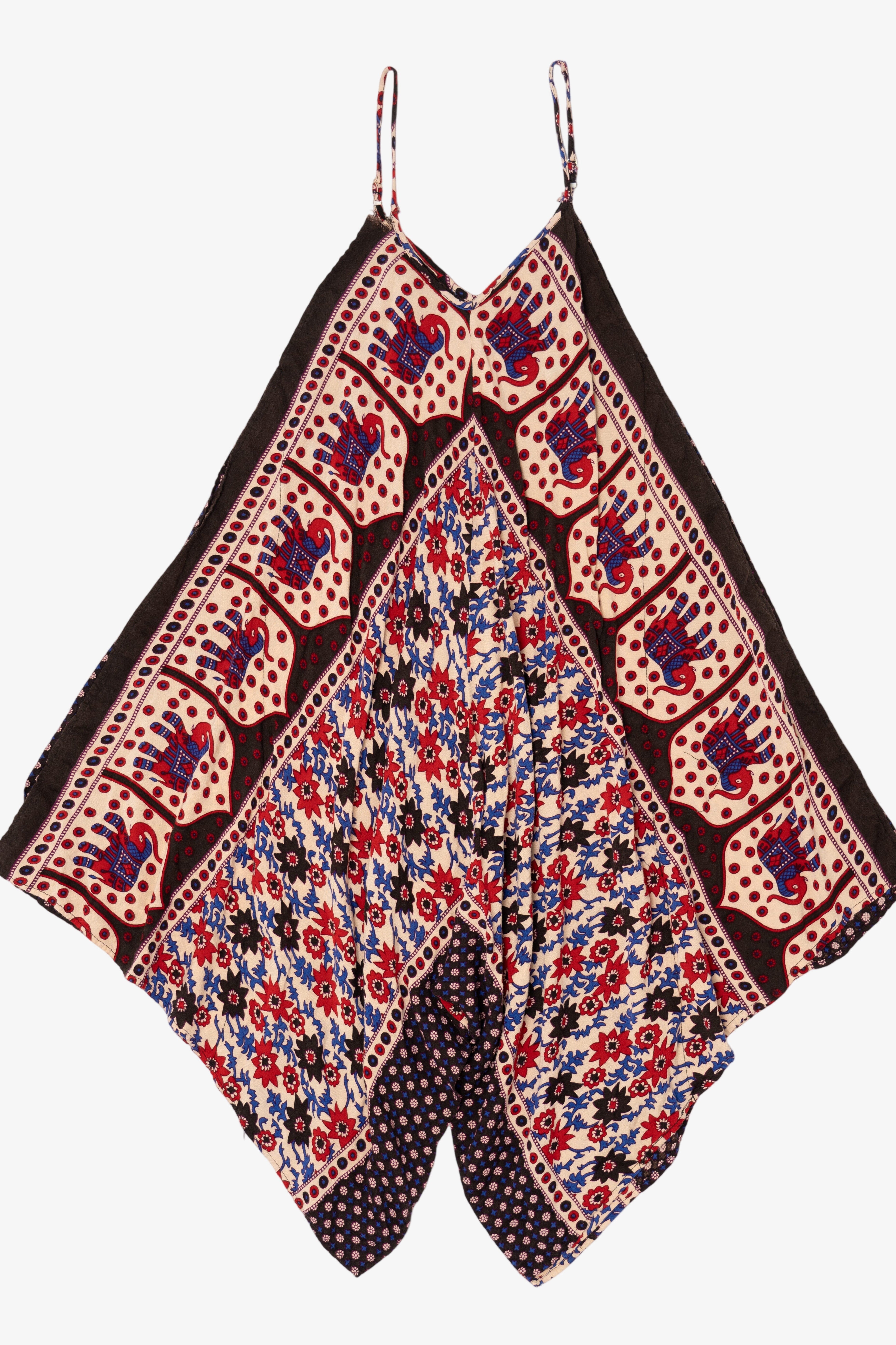 Vintage Speed Control Elephant Pattern Spaghetti Strap Tent Dress (2000s)