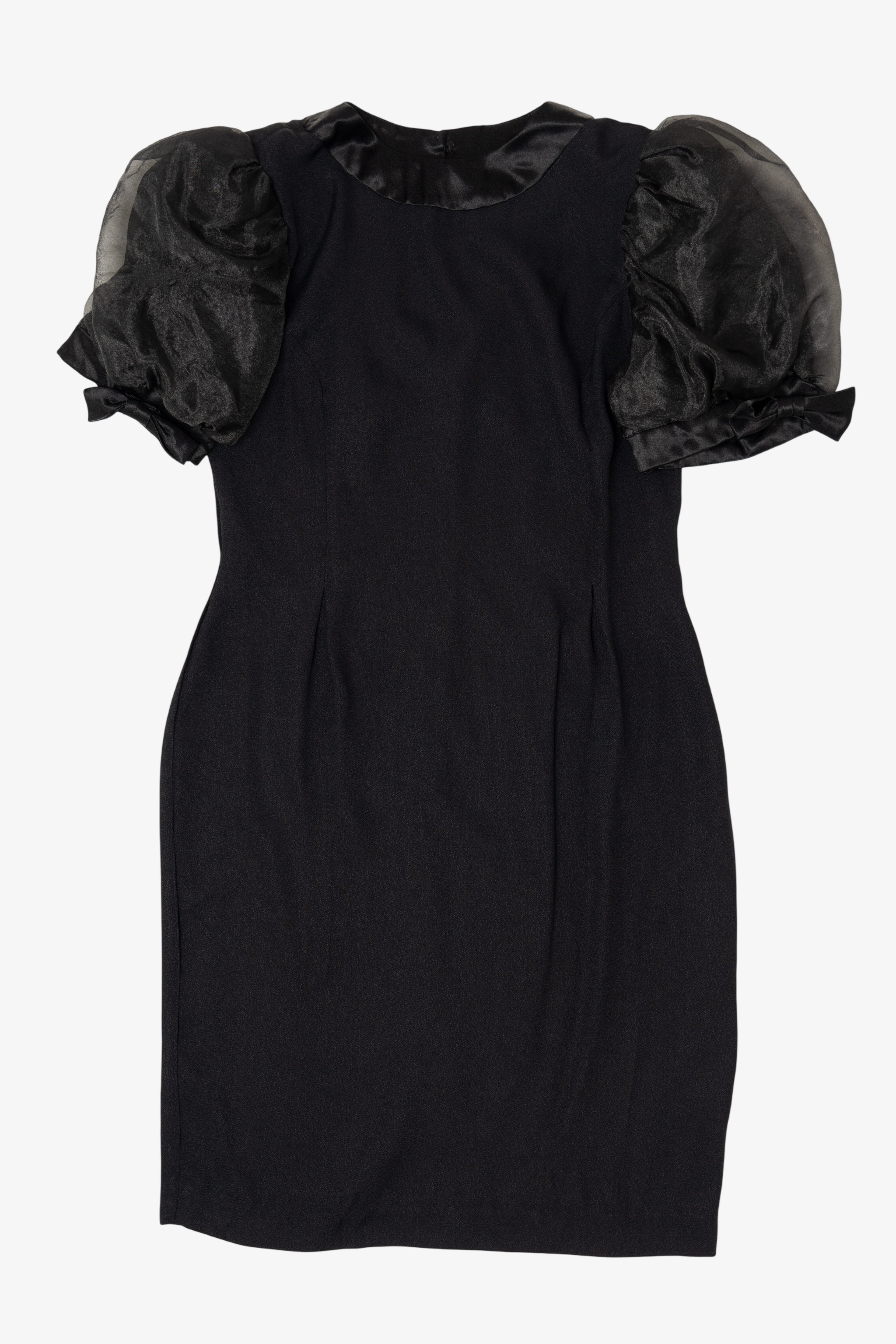 Vintage Union Made Black Michael Marcello Puff Sleeve Cocktail Dress (1980s)