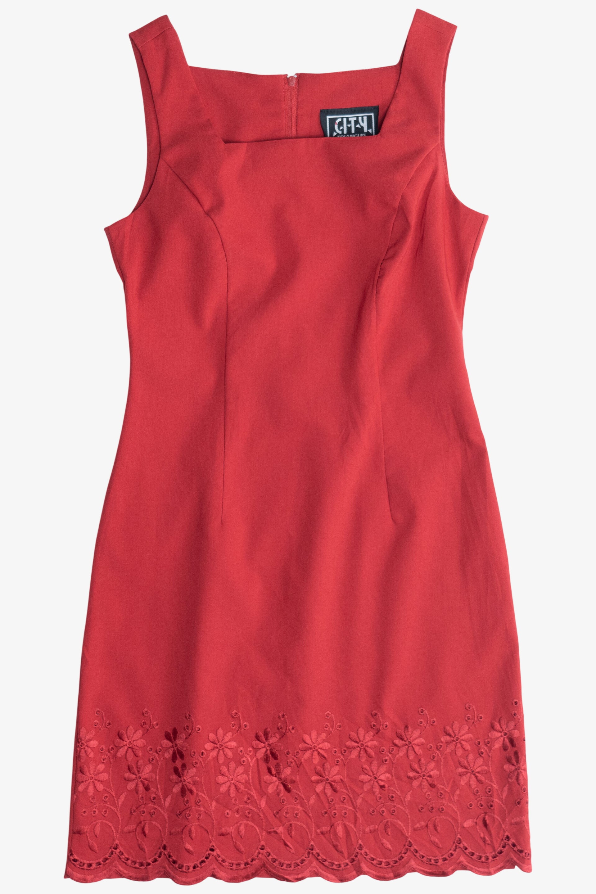 Vintage City Triangles Square Neck Flower Embroidered Mini Dress (1990 – Ragstock Vintage City Triangles Square Neck Flower Embroidered Mini Dress (1990 – Ragstock