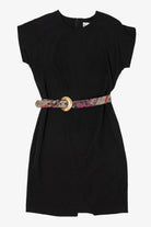 Vintage Black Peri Petites Belt Midi Dress (1980s)