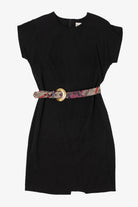 Vintage Black Peri Petites Belt Midi Dress (1980s)
