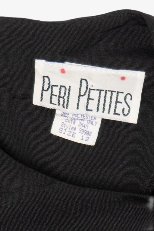 Vintage Black Peri Petites Belt Midi Dress (1980s)