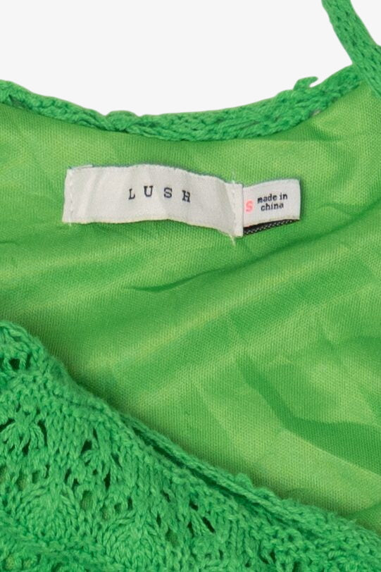 Green Lush Crochet Maxi Dress
