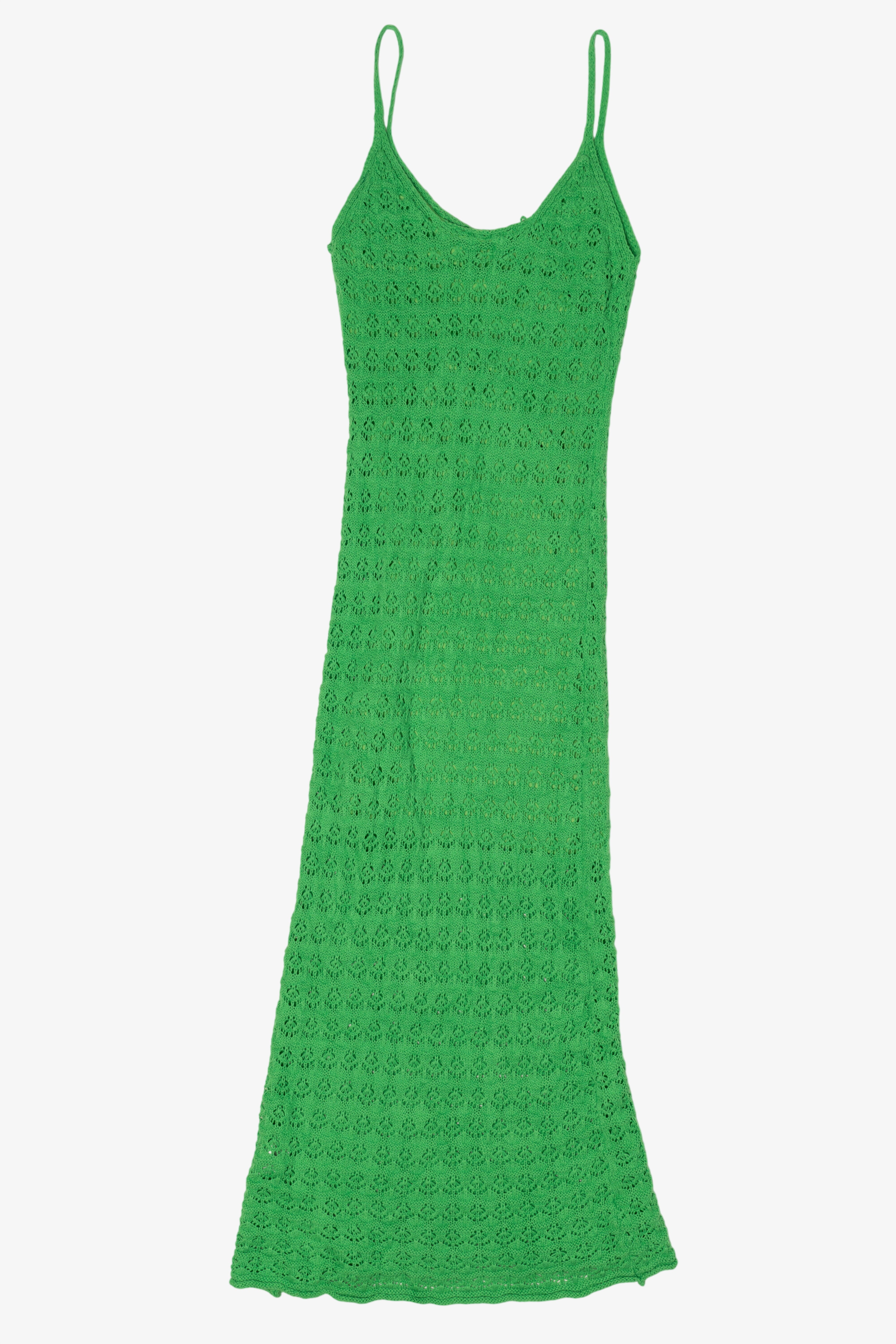 Green Lush Crochet Maxi Dress
