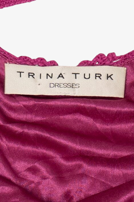 Vintage Pink Trina Turk Crochet Lace Dress (2000s)