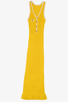 Vintage Yellow Ribbed Knit Maxi Sweater Dress (1990s)