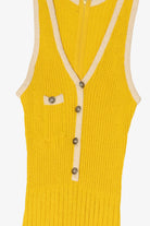 Vintage Yellow Ribbed Knit Maxi Sweater Dress (1990s)