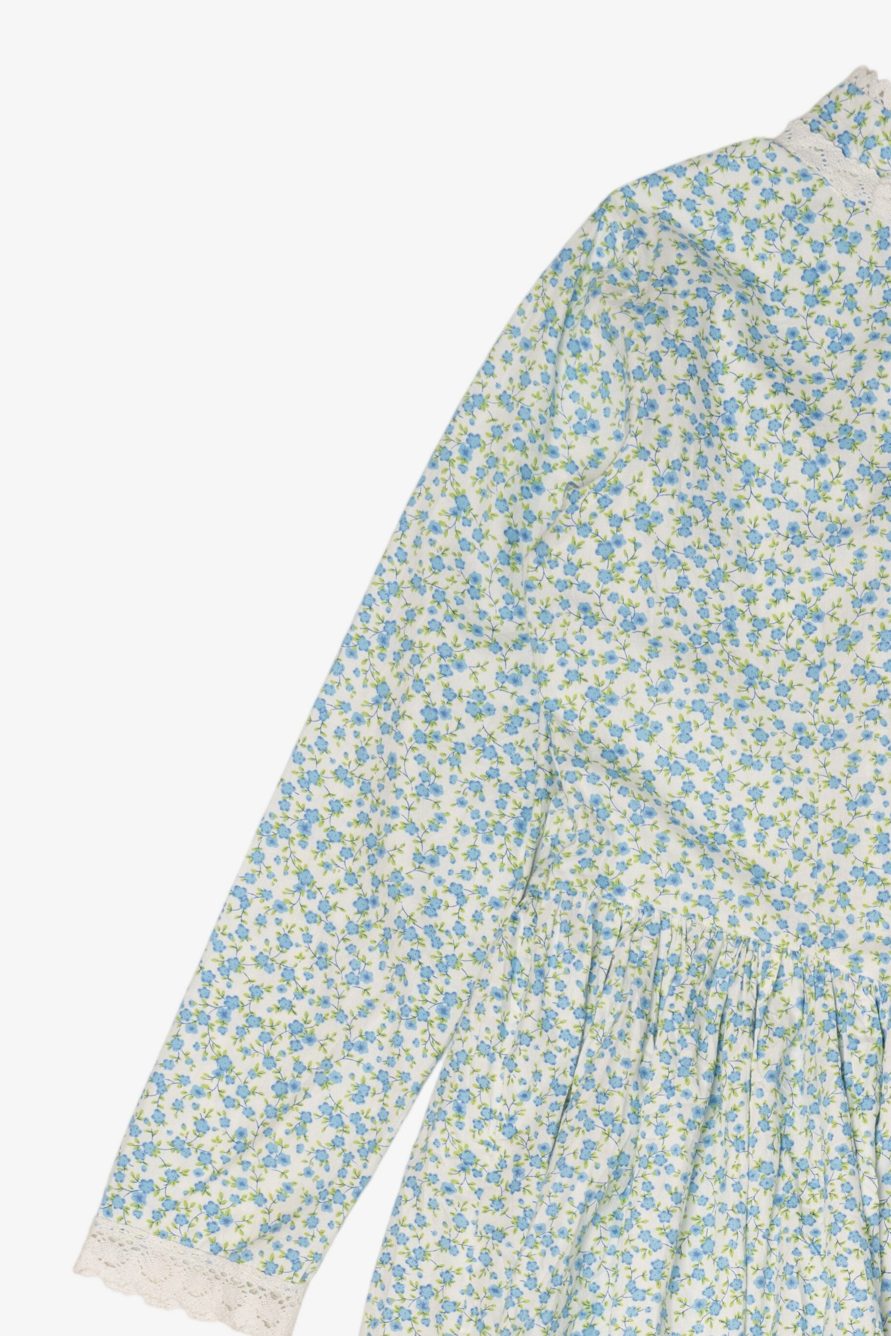 Vintage Light Blue Floral Lace Pioneer Dress (1980s)