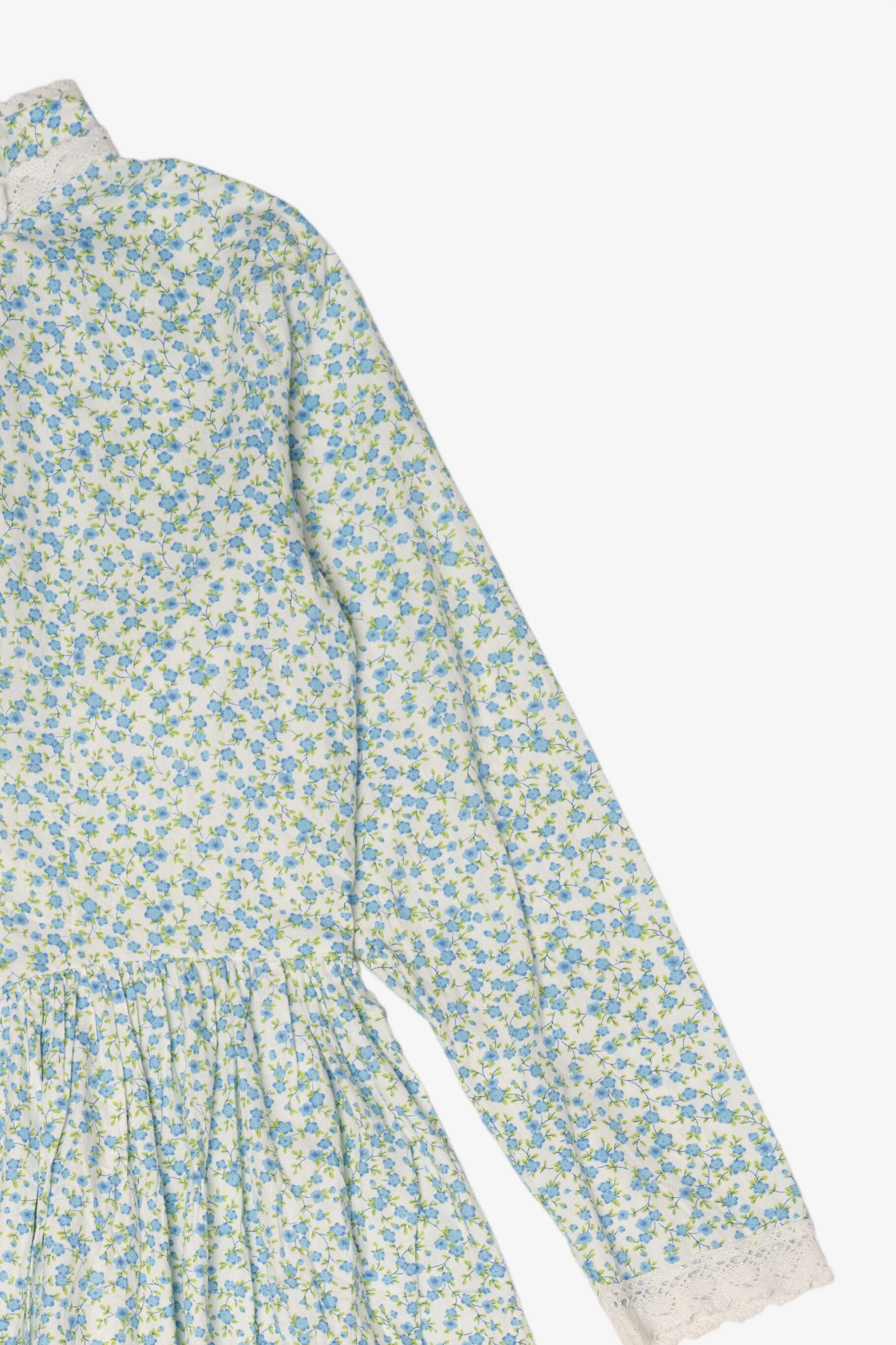 Vintage Light Blue Floral Lace Pioneer Dress (1980s)