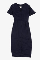 Vintage Navy Blue Be Smart Button Down Midi Dress (1980s)