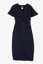 Vintage Navy Blue Be Smart Button Down Midi Dress (1980s)