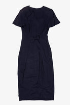 Vintage Navy Blue Be Smart Button Down Midi Dress (1980s)